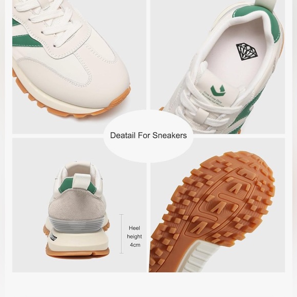 Women Genuine Leather Suede Casual Lace Up Non-Slip Walking Running Shoes 9.5 - Picture 4 of 11